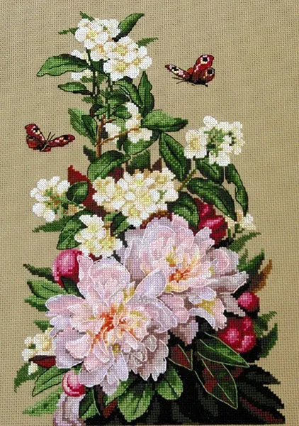 Merejka Peonies borduurpakket 20x30