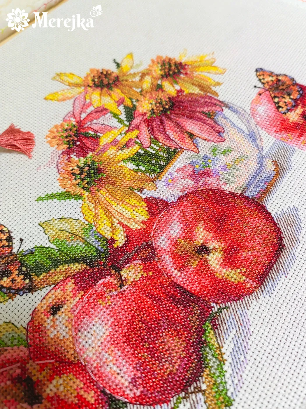Merejka Echo of Summer borduurpakket 32x17 ecru Aida