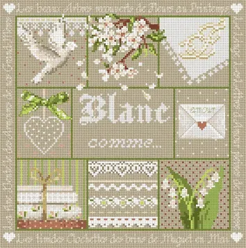 Madame la Fée Blanc comme Kit 052 borduurpakket linnen set van 2 winter