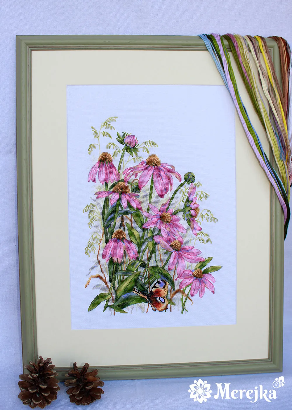 Merejka Coneflowers borduurpakket 24x32 cm wit
