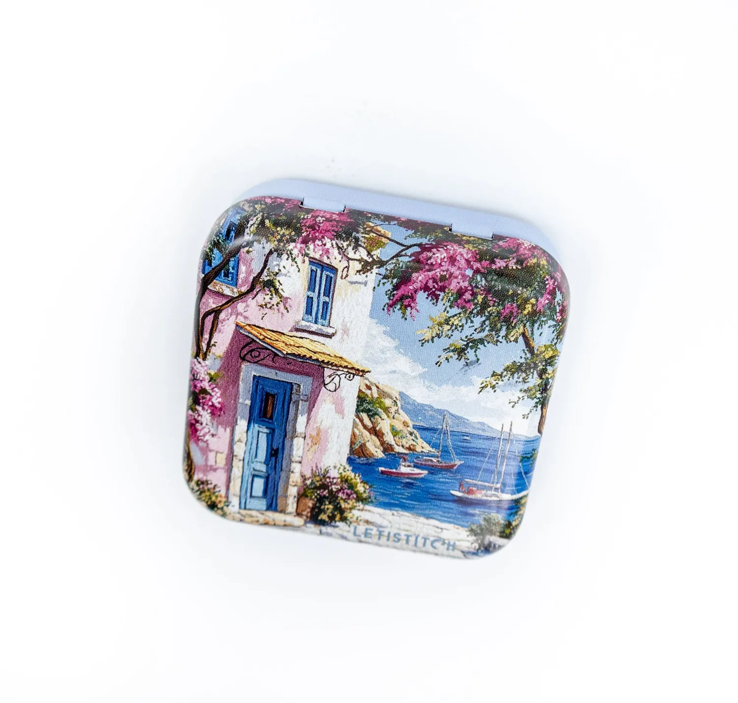 Leti Stitch Mediterranean Coast 25642 naaldendoosje blik 5,5 cm