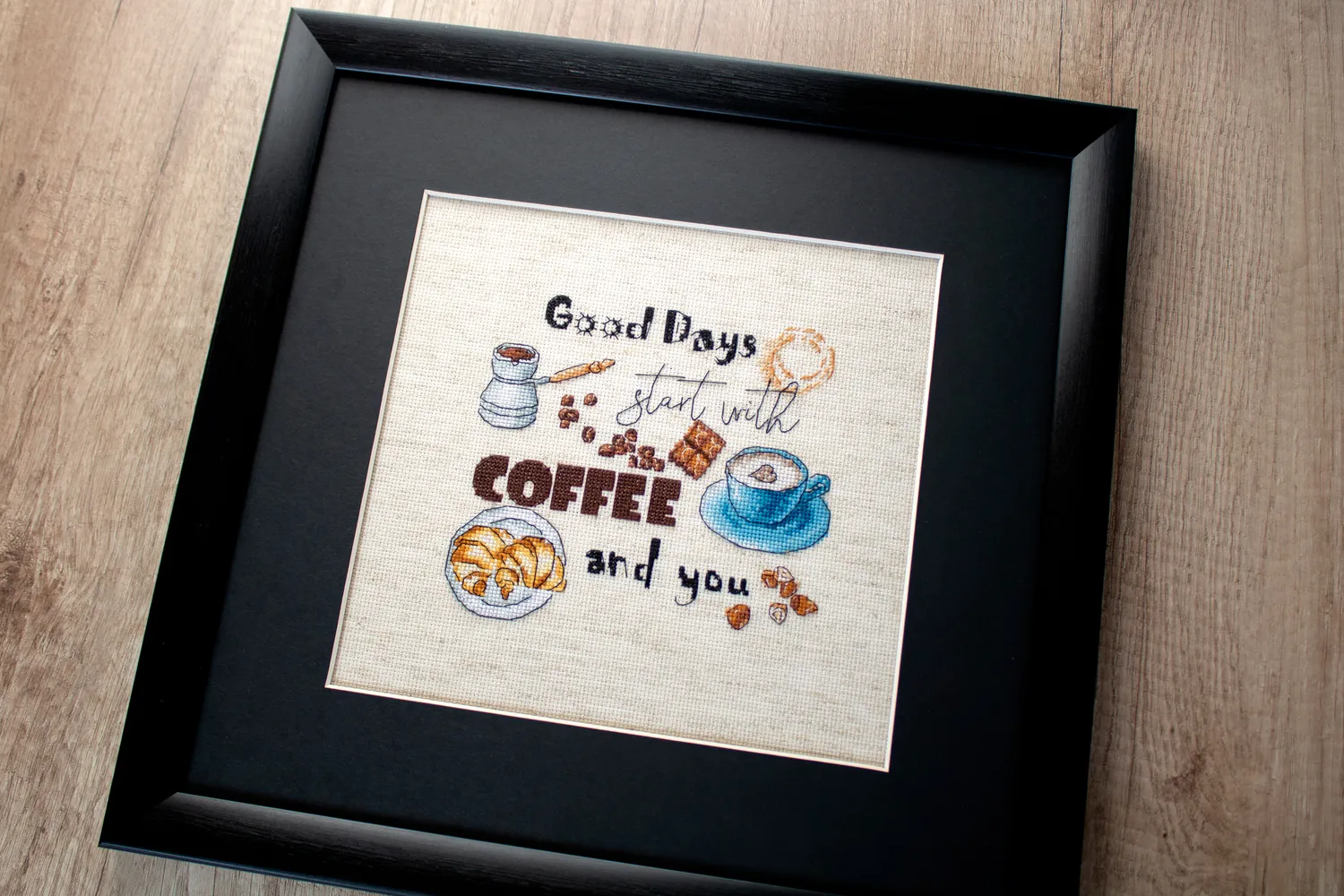 Leti Stitch 927 Coffee Time borduurpakket 15x14 cm rustico