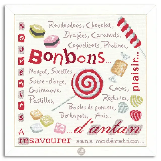 LiliPoints Candies Childhood borduurpatroon 192x192 snoep