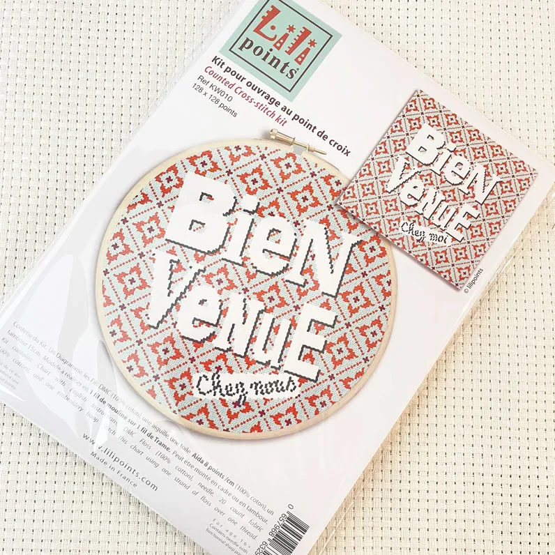 LiliPoints Mosaic borduurpakket welcome met ring 16 cm