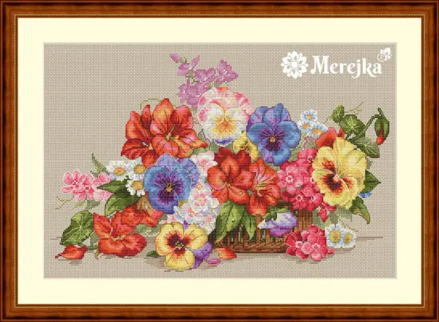 Merejka Garden Flowers borduurpakket Aida 16 ecru