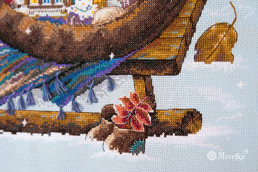 Merejka Cozy Winter borduurpakket 36x36cm ijsblauw