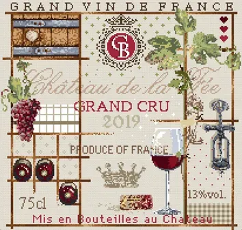 Madame la Fée Vin de France 147 borduurpatroon 204x194 kruissteek