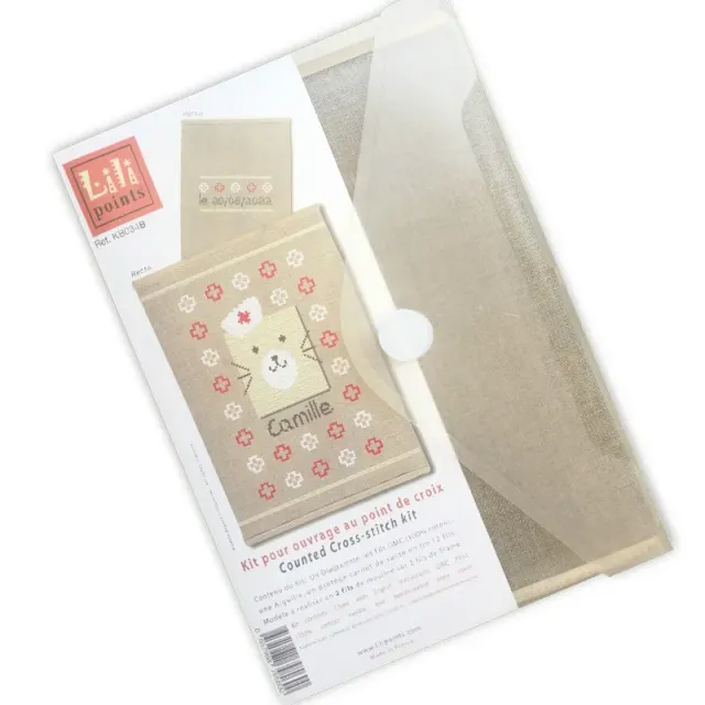LiliPoints Teddybeer gezondheidsboekje borduurpakket beige