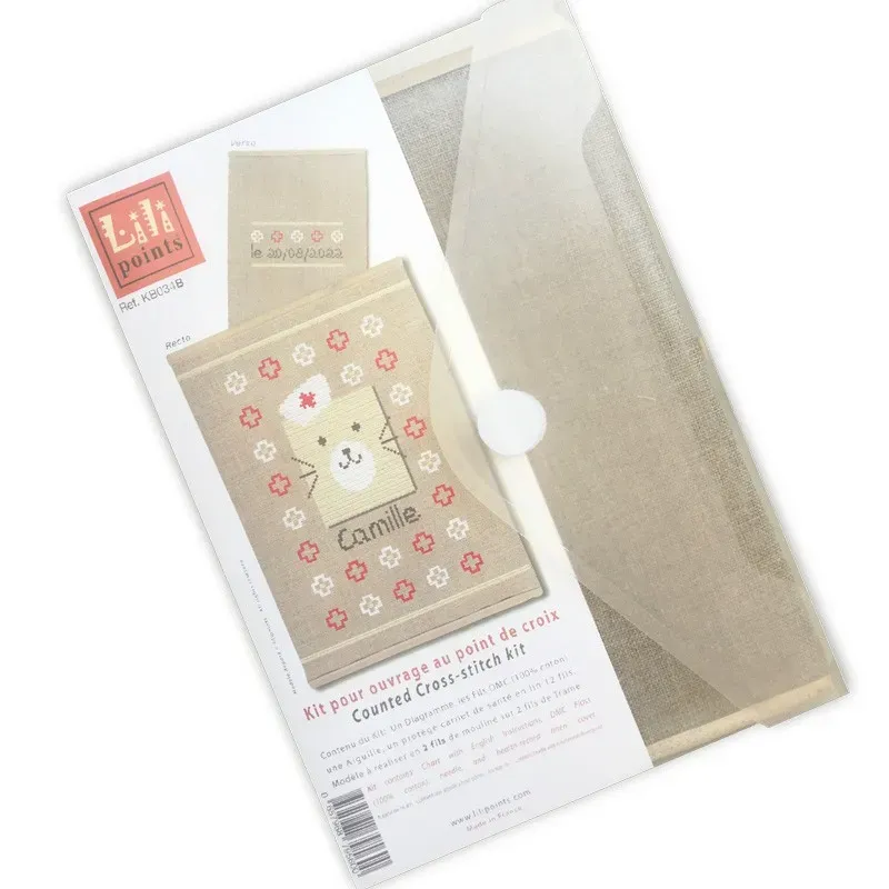 LiliPoints Teddybeer gezondheidsboekje borduurpakket beige