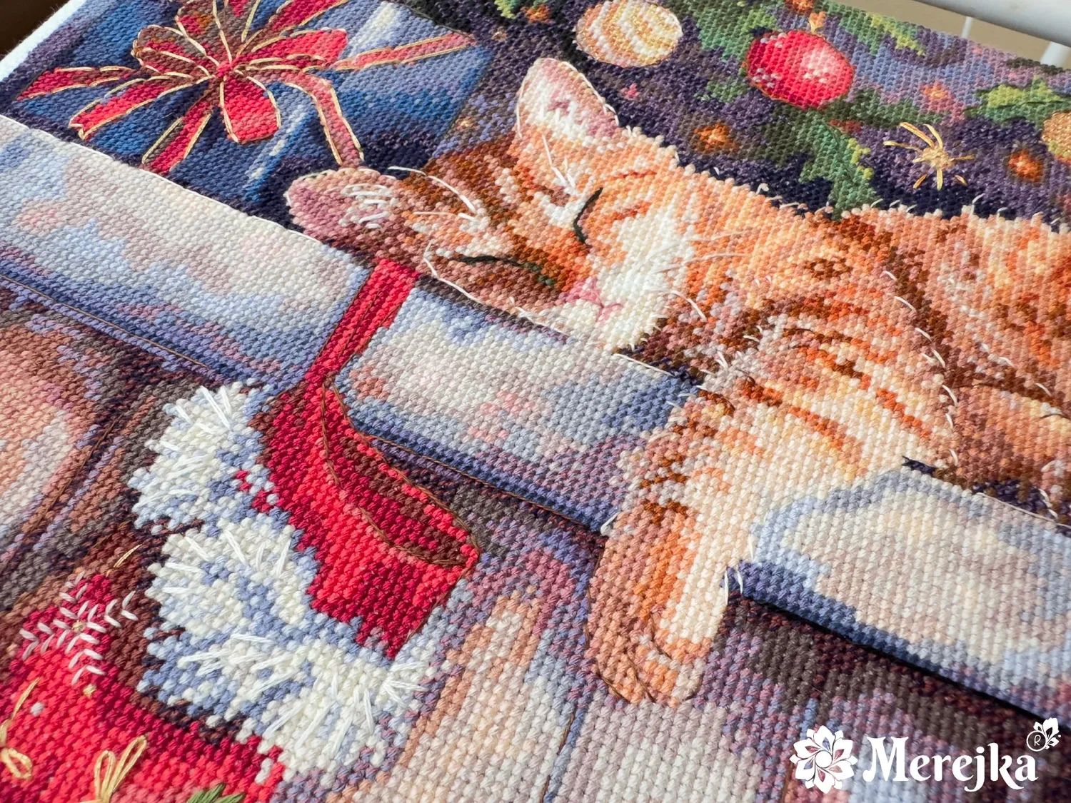 Merejka Santa's Helper borduurpakket Aida 16 ijsblauw 42 kleuren