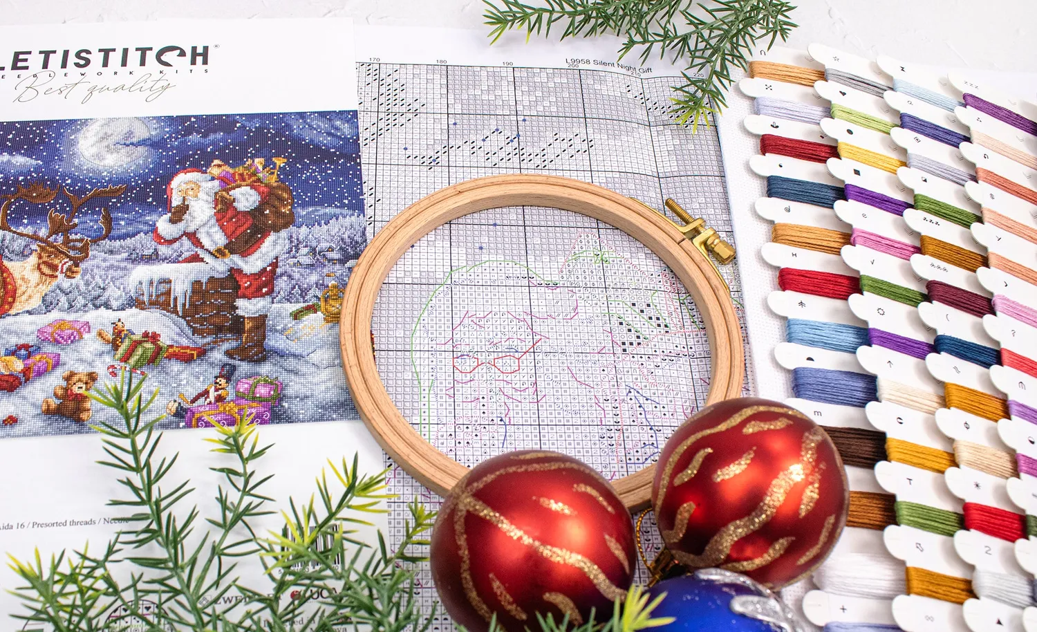 Leti Stitch L9958 Silent Night Gift borduurpakket 43x29cm 60 kleuren
