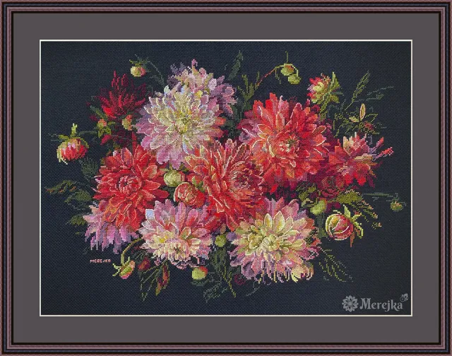 Merejka Dahlias borduurpakket bloemen 30x40