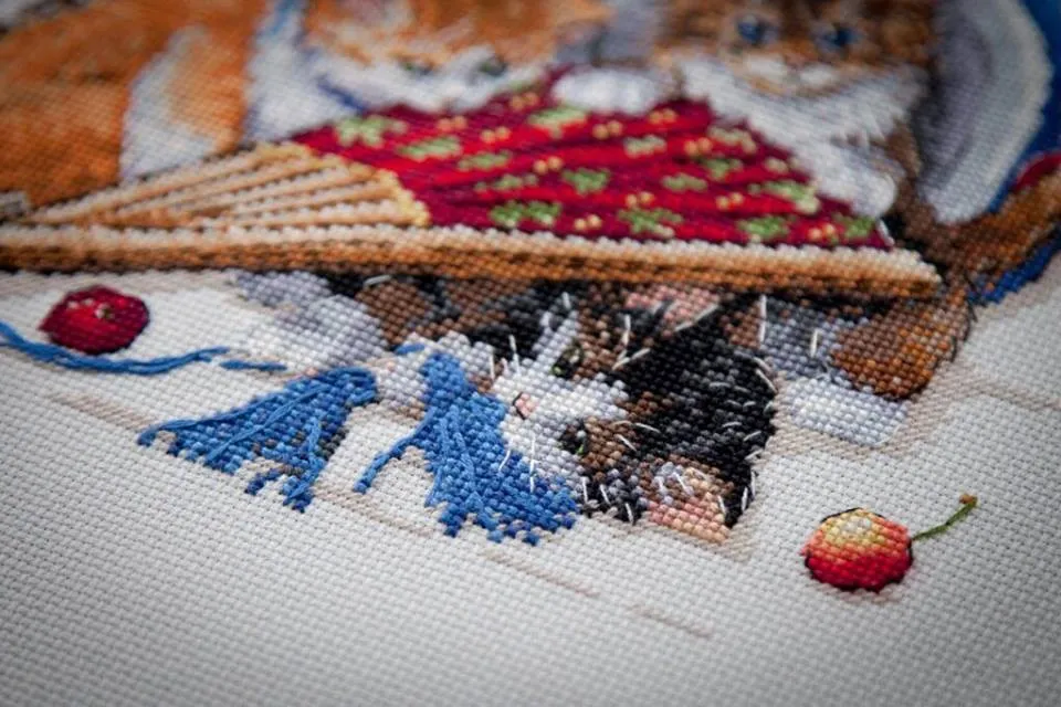 Merejka Kittens and Cherries borduurpakket kat 23x25