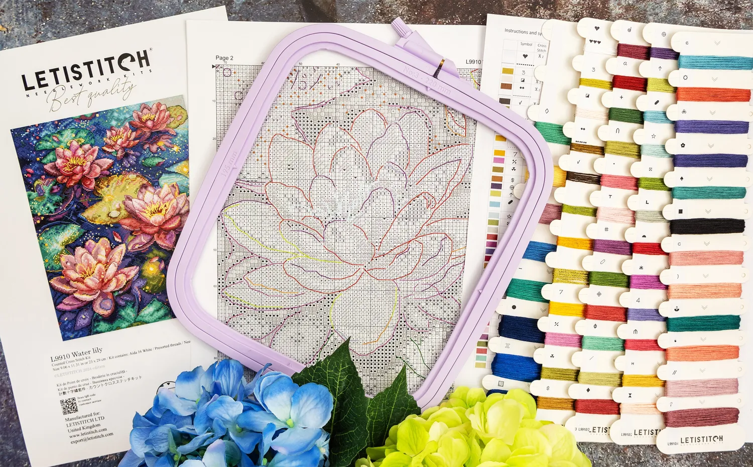 Leti Stitch L9910 Water Lily borduurpakket 23x29 cm Aida 16ct