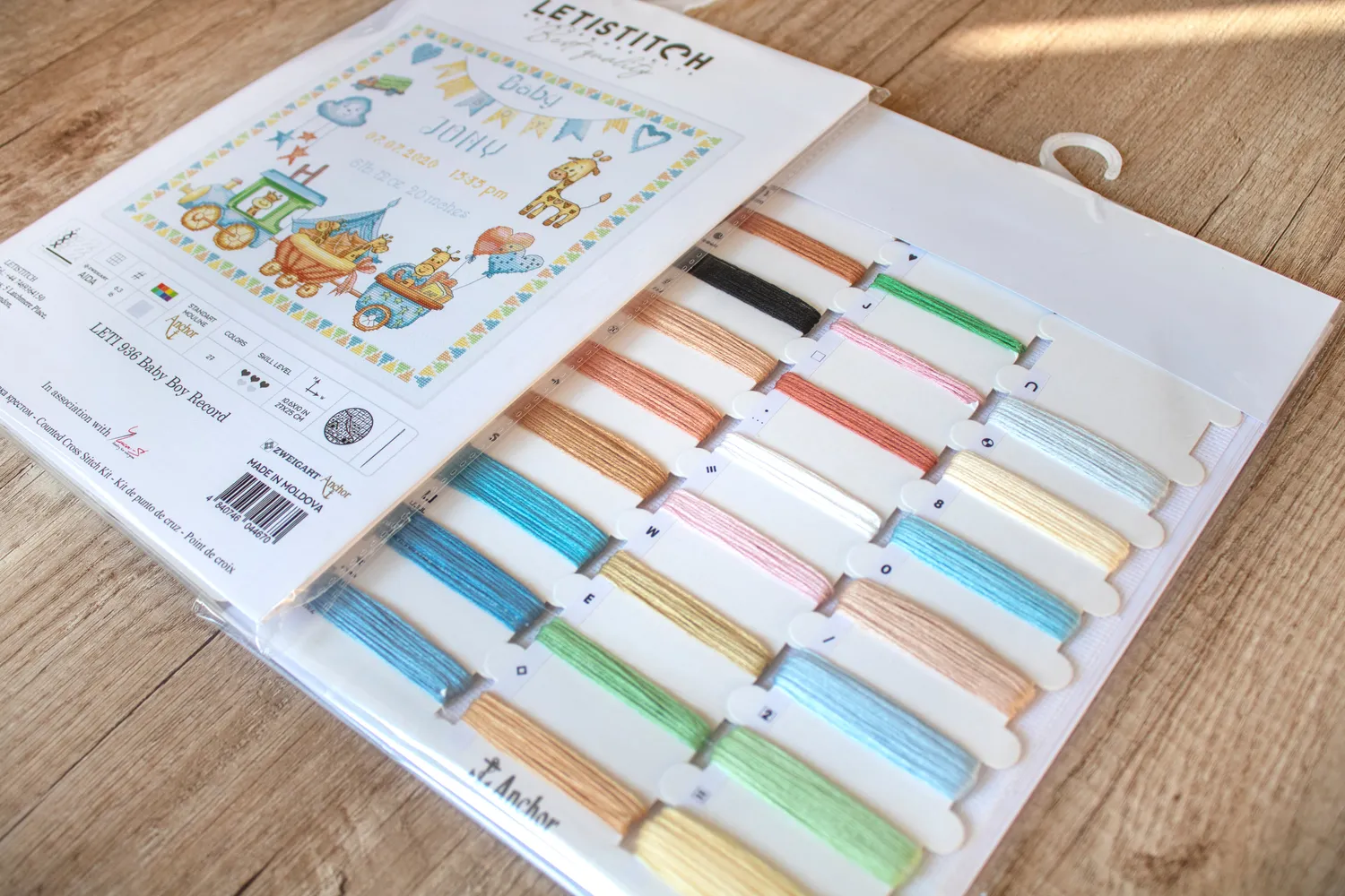 Leti Stitch 936 Baby Boy Record borduurpakket 27x25 cm