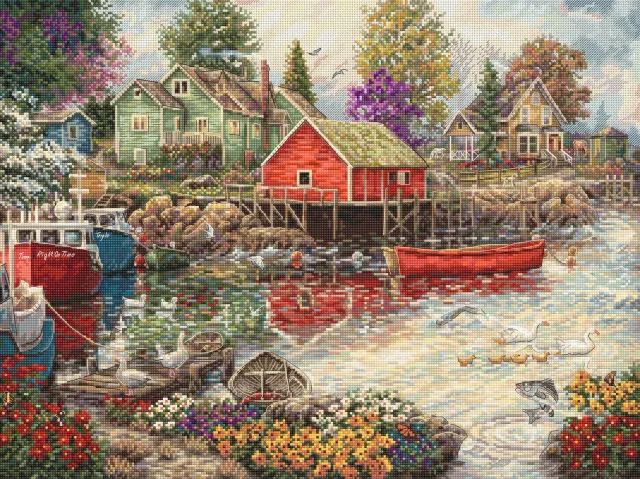 Leti Stitch L8077 Quiet Cove borduurpakket 42x32 cm