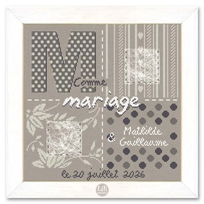 LiliPoints M Marriage borduurpatroon trouwen 157x157 alfabet