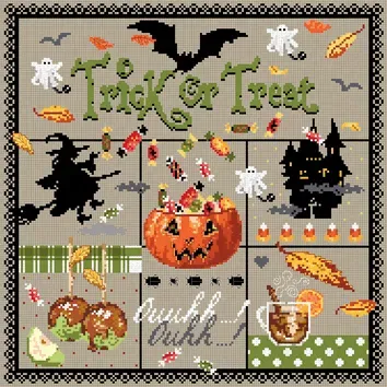 Madame la Fée Trick or Treat borduurpakket linnen halloween 182 st