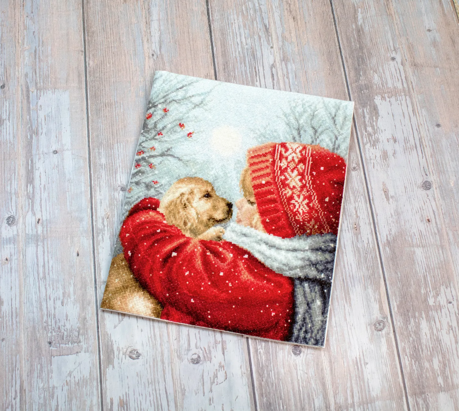 Leti Stitch L8019 Christmas Hugs borduurpakket 27x23 cm Aida