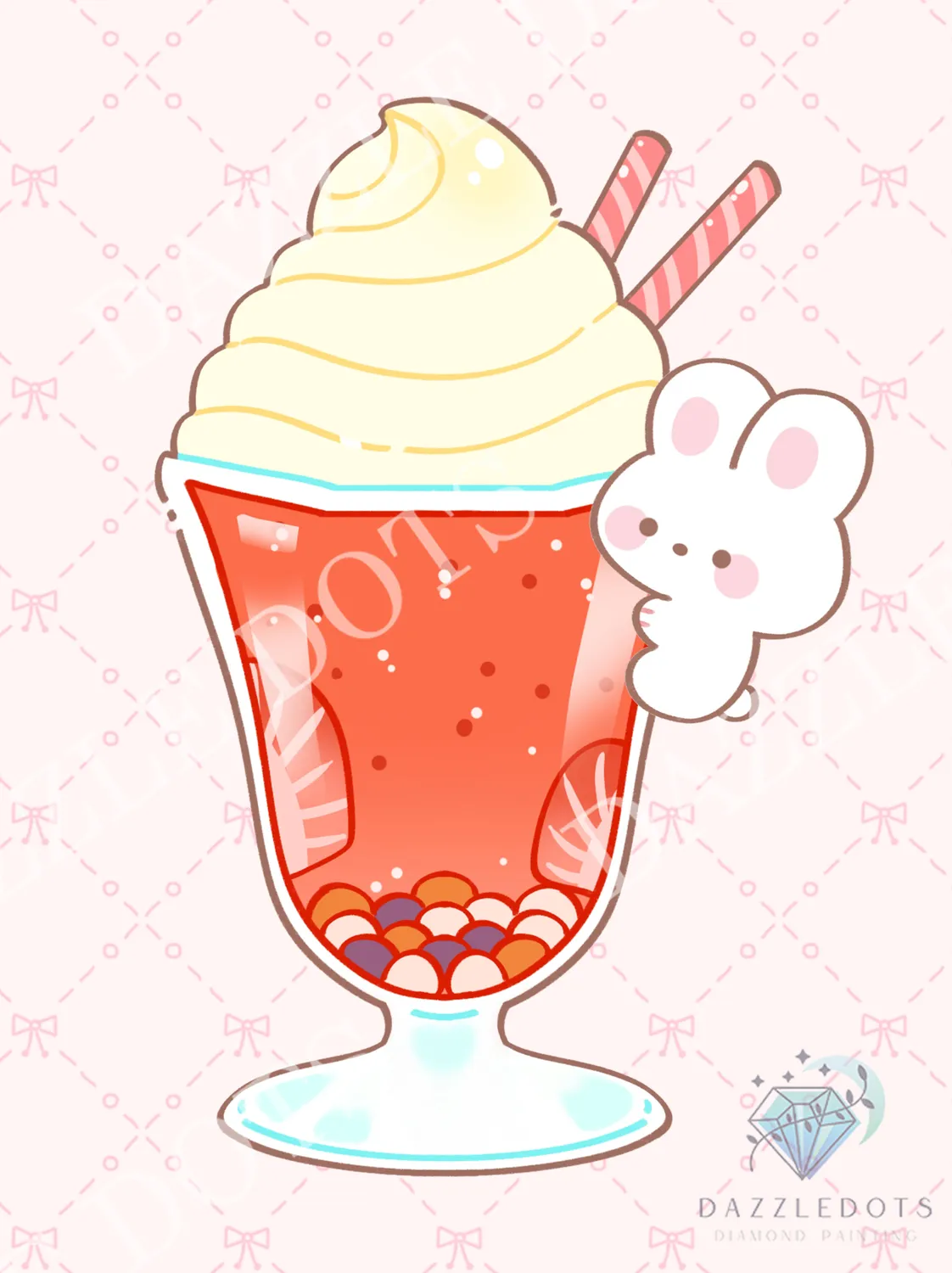 Leti Stitch Dazzle Dots LDS-7070 Strawberry Boba kit 20x25 cm