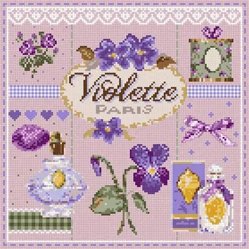 Madame la Fée Mini Violette kruissteekpakket linnen of aida