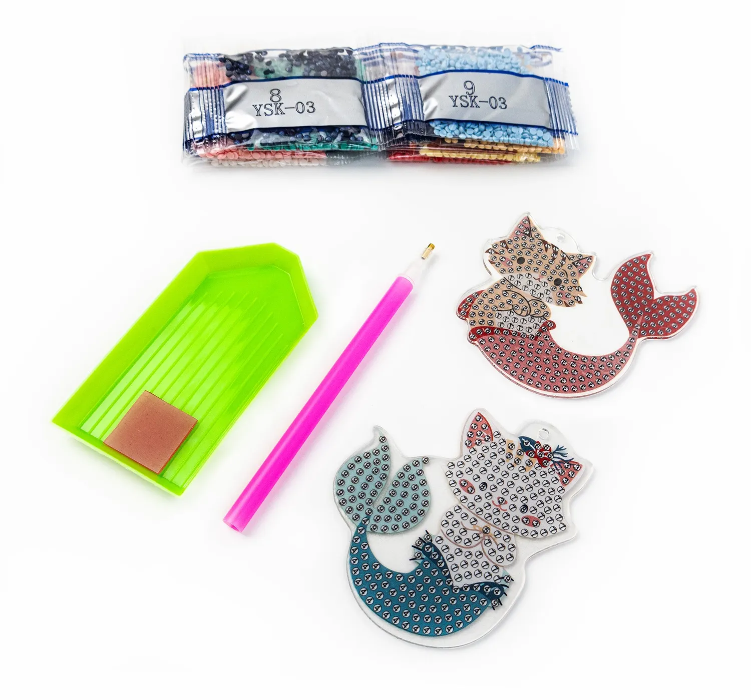 Leti Stitch Dazzle Dots 481-494 Mermaid Cats hangers set van 6
