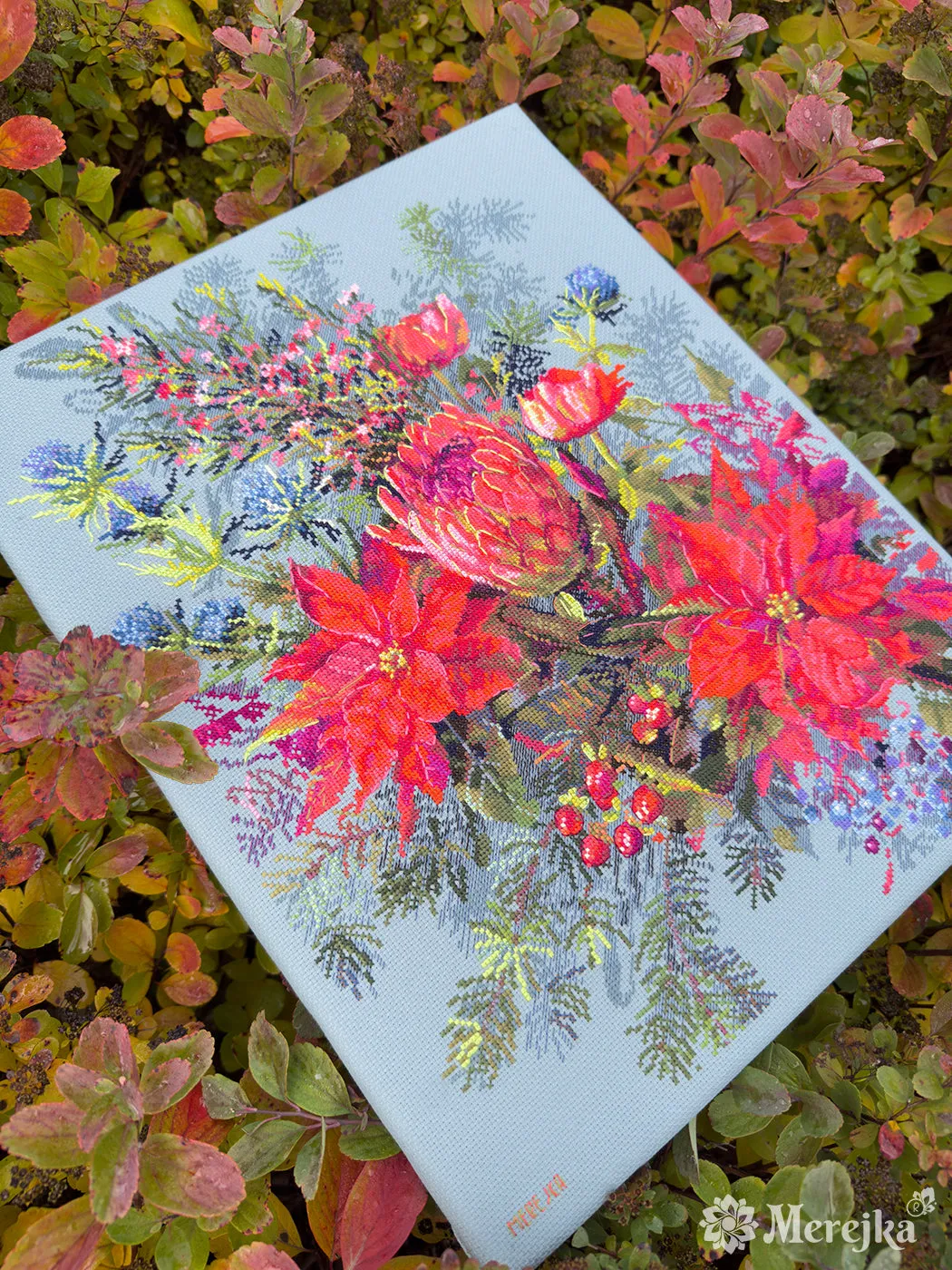 Merejka Christmas Arrangement borduurpakket kerstbloemen
