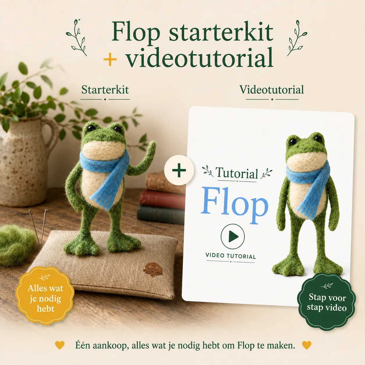The Wool Family Flop de kikker starterspakket naaldvilt beginners