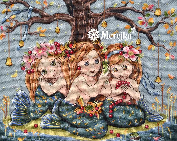 Merejka Mermaids borduurpakket 25x20 blauwgrijs