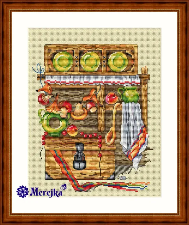 Merejka Chest borduurpakket 20x25 cm Aida ecru