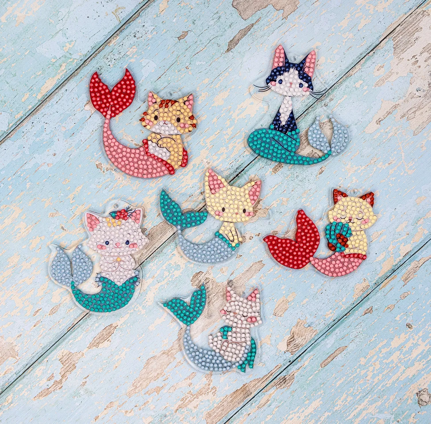 Leti Stitch Dazzle Dots 481-494 Mermaid Cats hangers set van 6