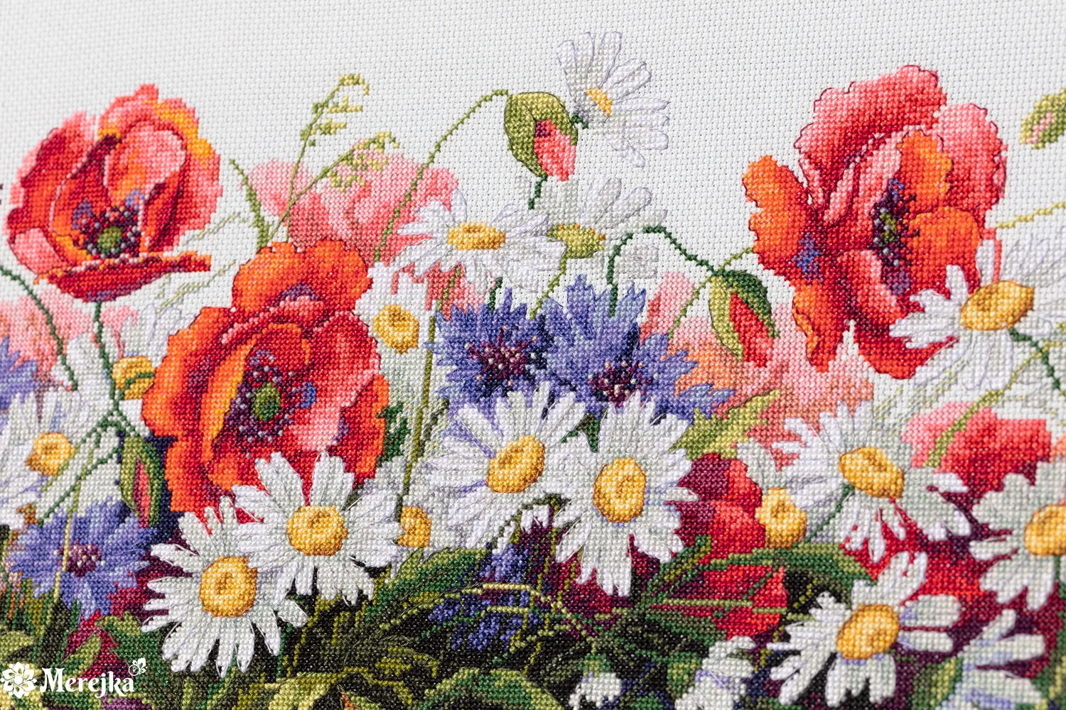 Merejka Field Beauties borduurpakket ijsblauw 21x73 cm
