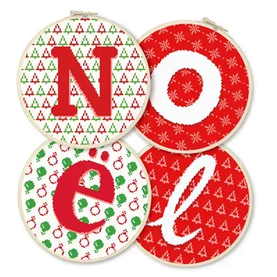 LiliPoints NOEL borduurpatroon 92x92 rood groen
