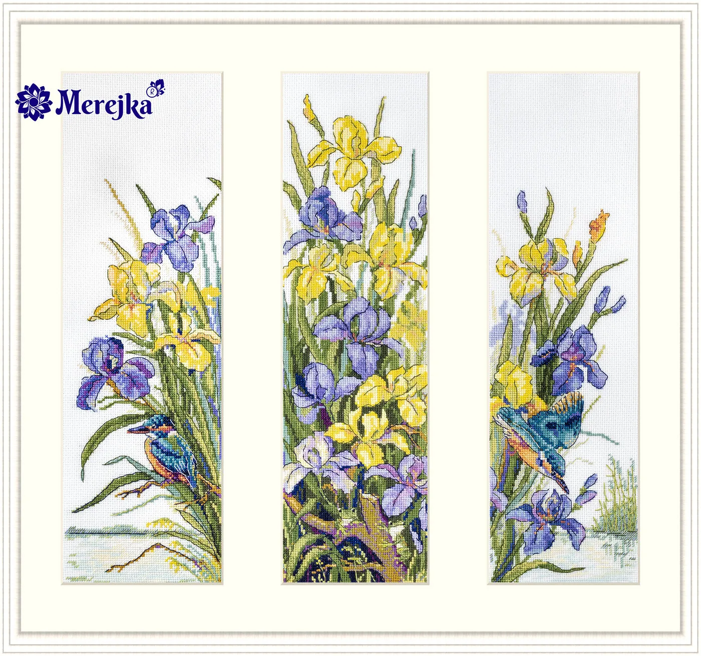 Merejka Frogs in the Flowers kruissteekpakket drieluik