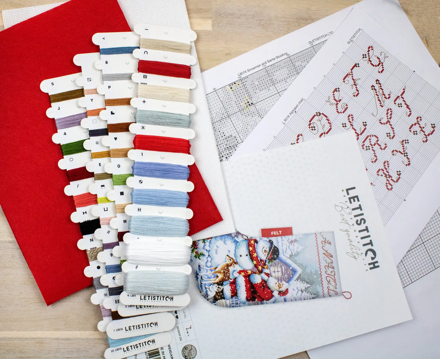 Leti Stitch L8016 Snowman Kerstsok borduurpakket vilt