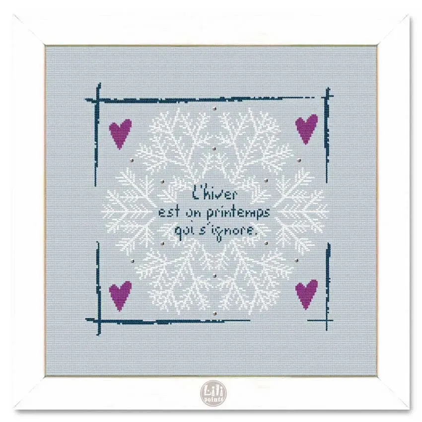 LiliPoints Snowflake borduurpatroon blauw met kralen