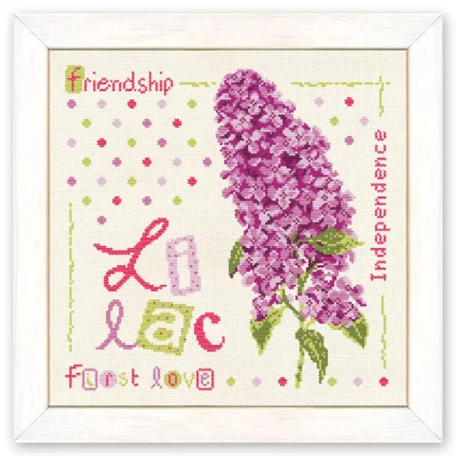 LiliPoints Lilac borduurpatroon 151x151 lila bloemen