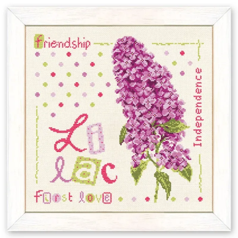 LiliPoints Lilac borduurpatroon 151x151 lila bloemen
