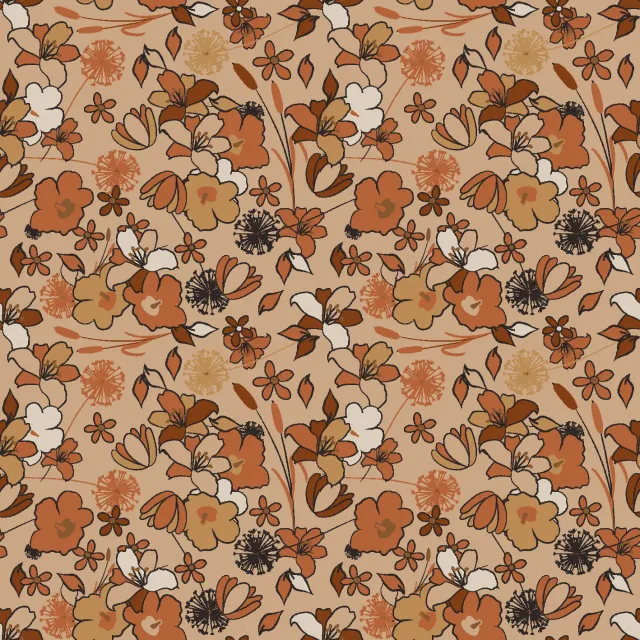 SEG Collection Privée Retro Floral stof camel 3x1,6 m