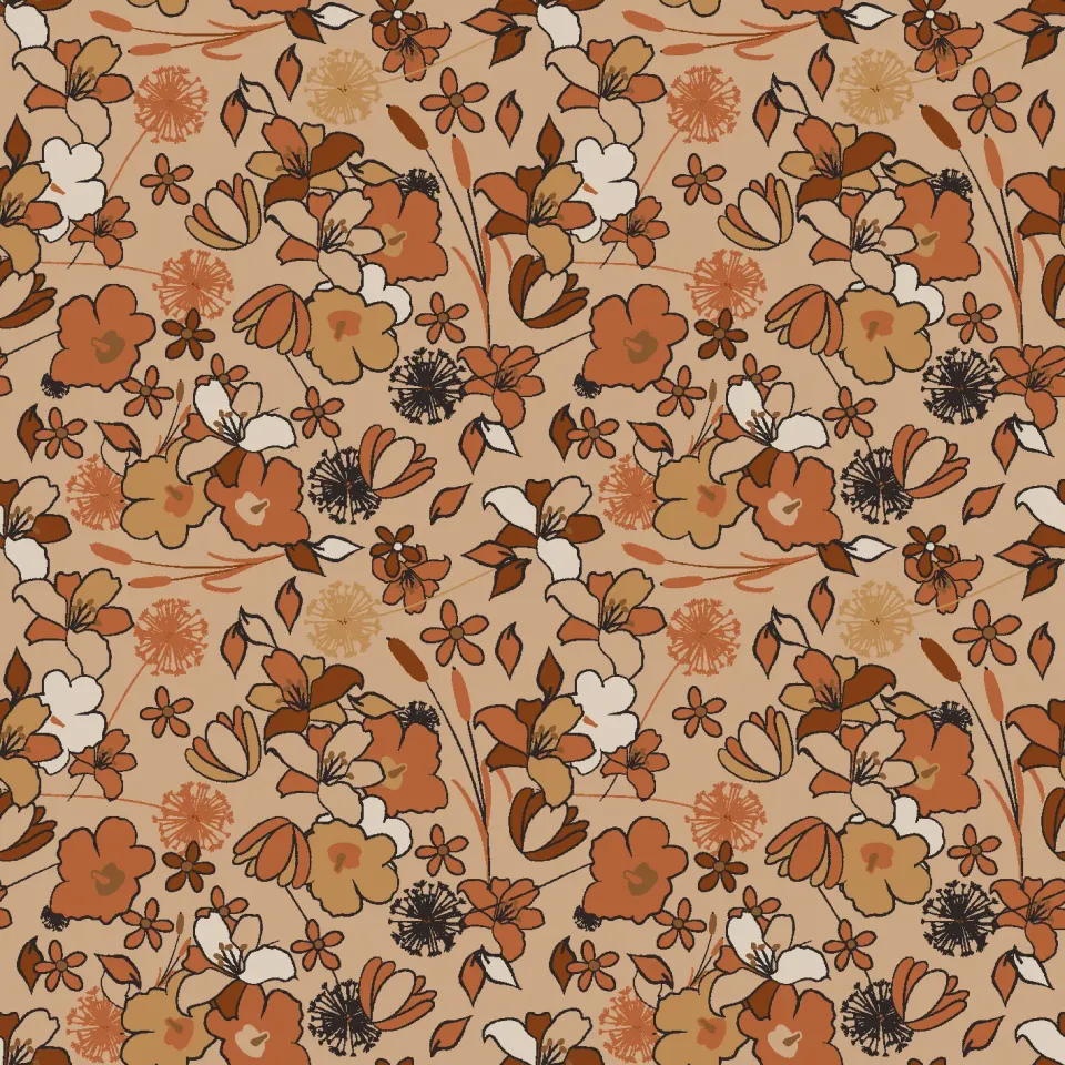 SEG Collection Privée stofcoupon bloemen camel 3x1,6m