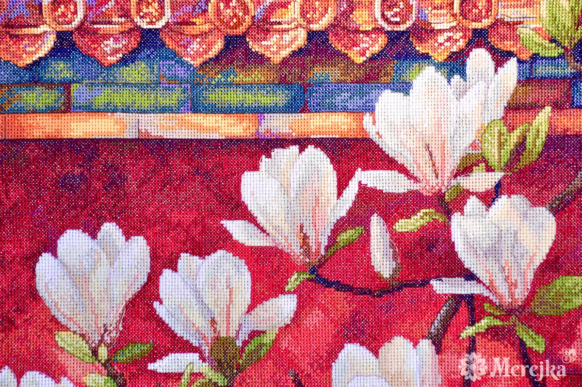 Merejka Magnolia borduurpakket Aida 16 ecru 43 kleuren