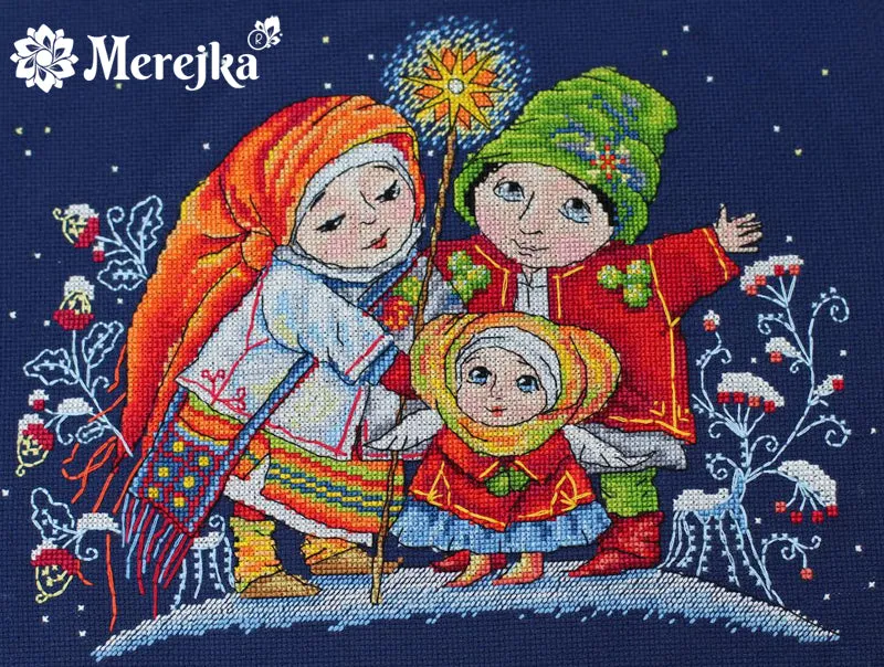 Merejka Christmas Star borduurpakket kerst nachtblauw