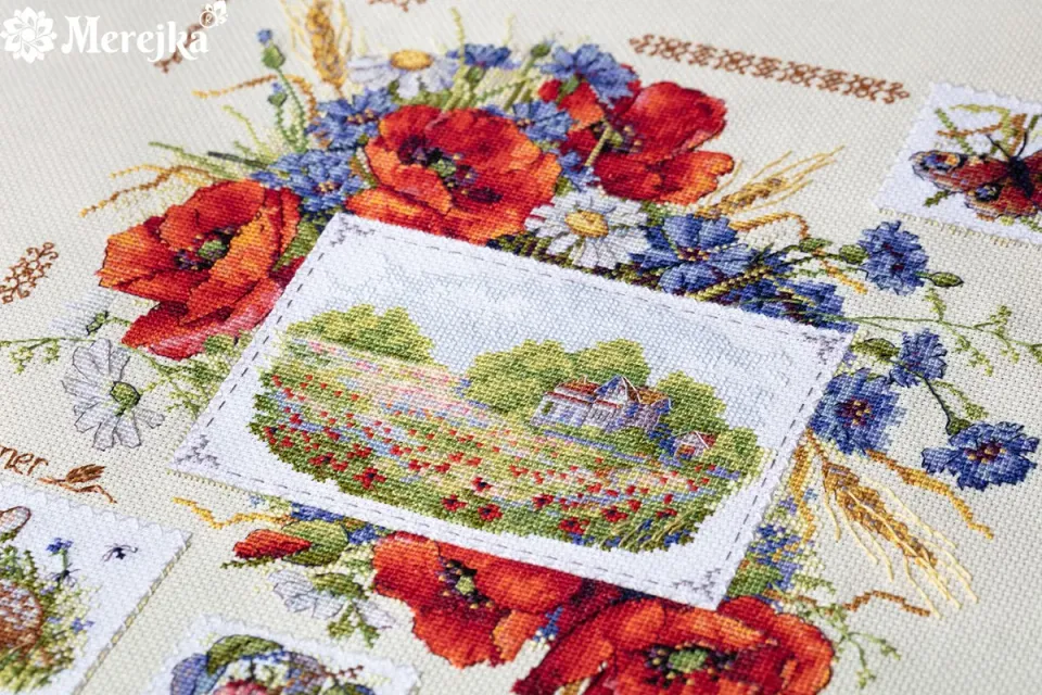 Merejka Summer Sampler borduurpakket 30x32 cm zomer