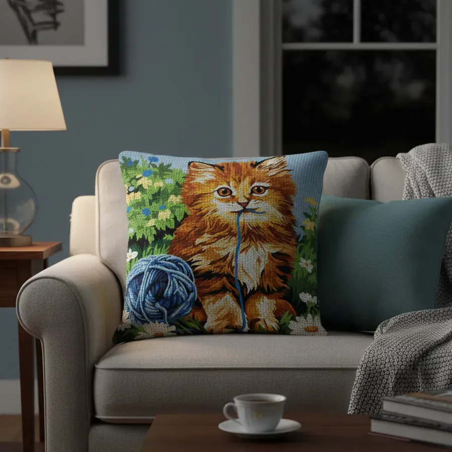 SEG Ginger Kitten kussen borduurpakket 40×40 cm