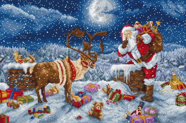 Leti Stitch L9958 Silent Night Gift borduurpakket 43x29cm 60 kleuren