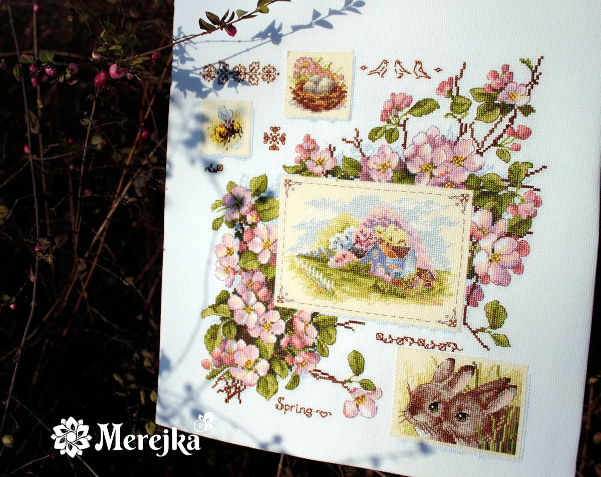 Merejka Spring Sampler borduurpakket 30x32 cm