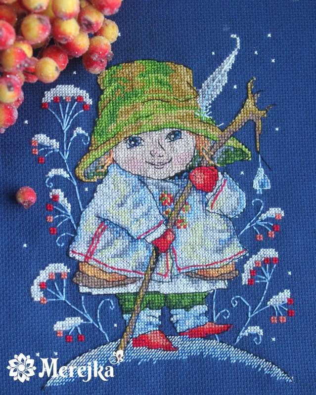 Merejka Christmas Bell borduurpakket 15x20 donkerblauw kerst