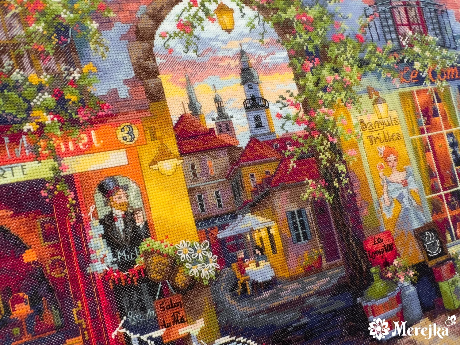 Merejka French Café borduurpakket 31x39 ijsblauw