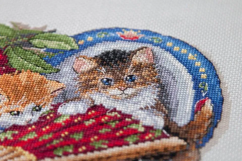 Merejka Kittens and Cherries borduurpakket kat 23x25
