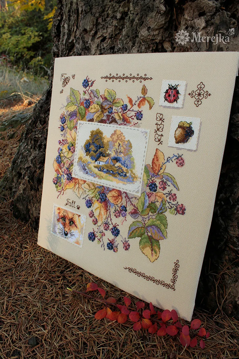 Merejka Autumn Sampler borduurpakket 30x32 ecru